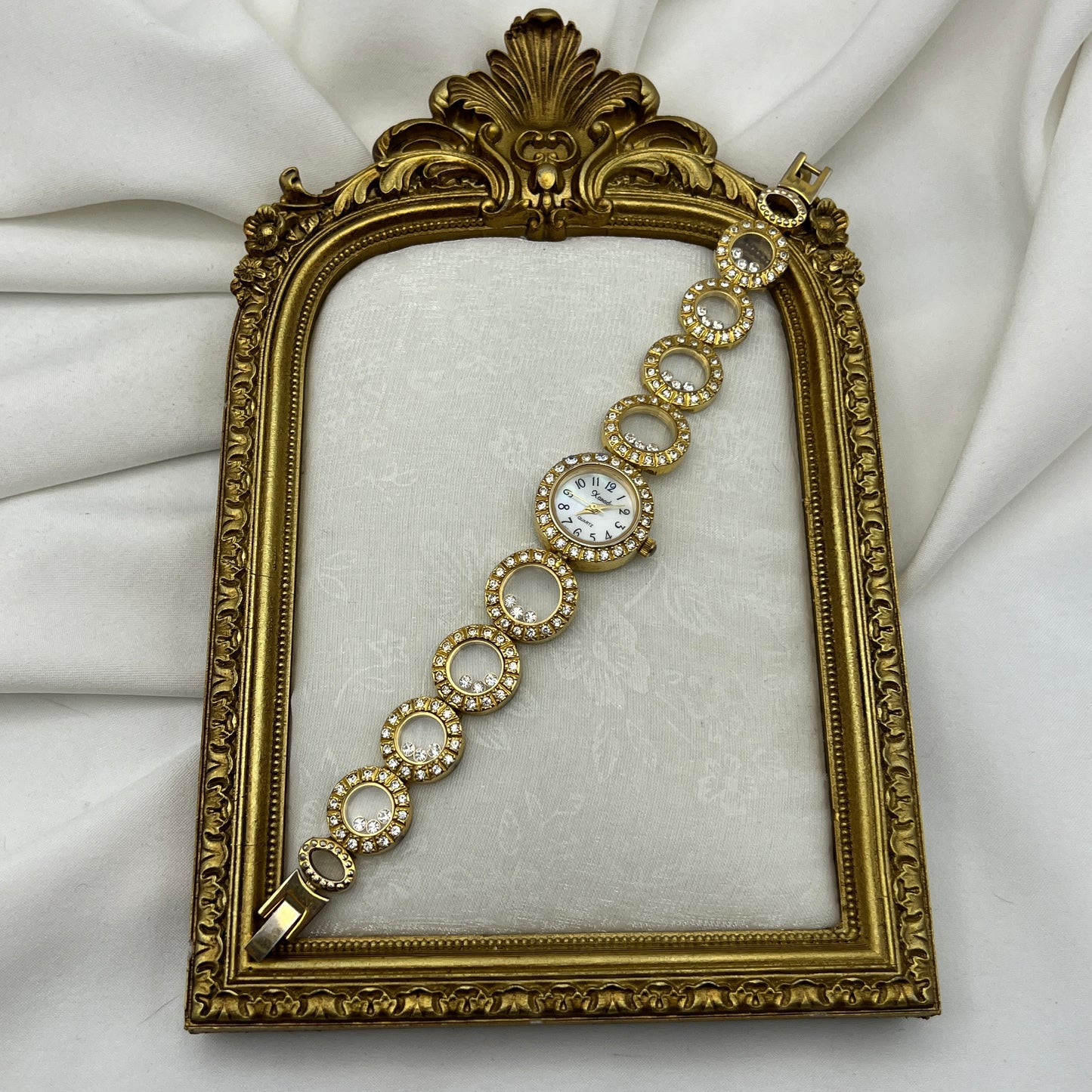 Diamanté Circle Gold-Tone Watch