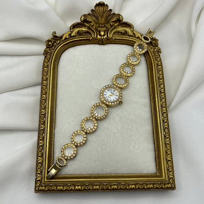 Diamanté Circle Gold-Tone Watch