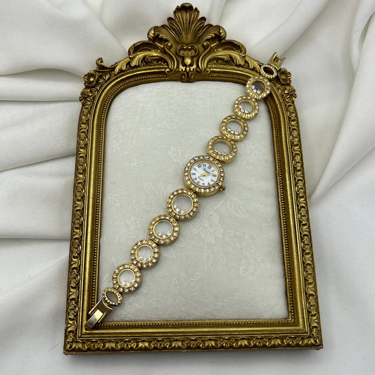 Diamanté Circle Gold-Tone Watch