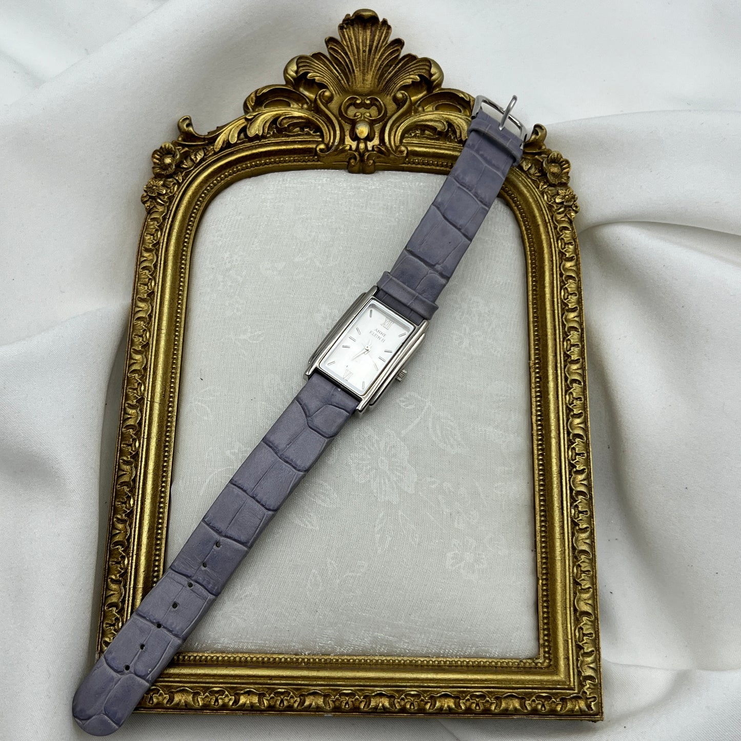 Anne Klein Lilac Crocodile Embossed Leather Watch
