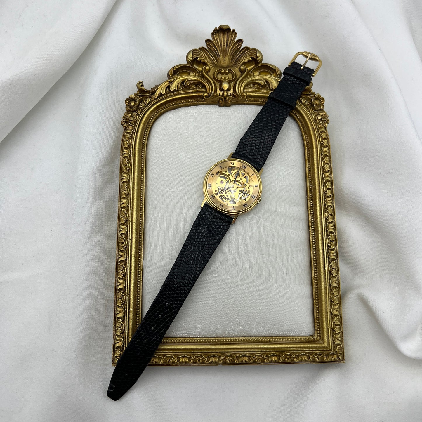 Rare Bucherer Skeleton Lizard Strap Watch