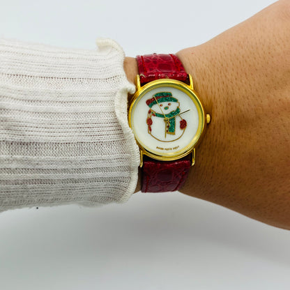 ☃️ Gold-Toned Snowman Watch