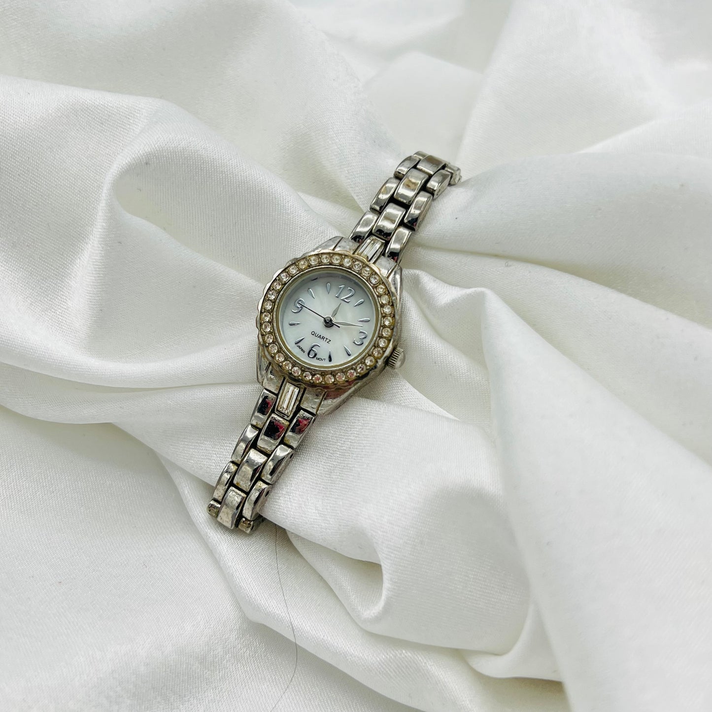 Dainty Diamanté Silver-Toned Watch
