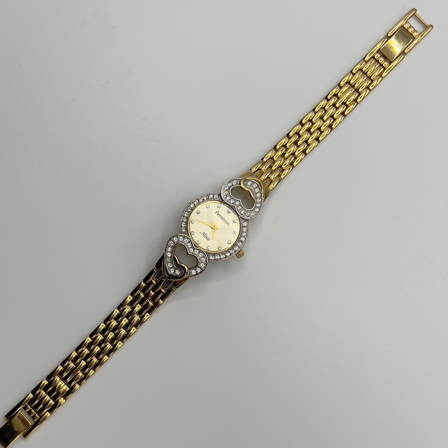 Gold-Toned Watch with Heart Diamanté