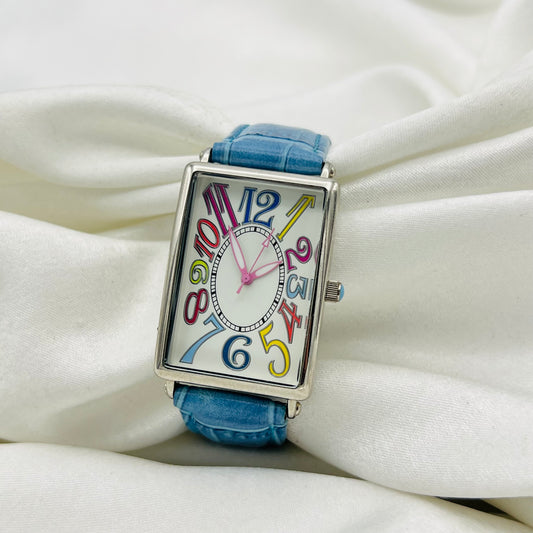 Colorful Blue Leather Watch