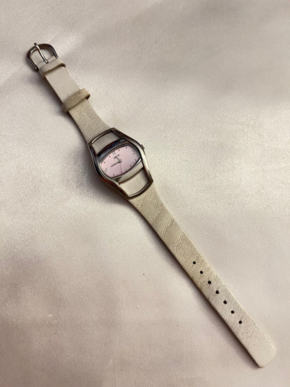 💗🤍 White Leather Pink Face Watch