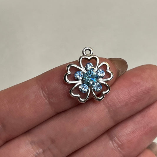 Blue Diamanté Flower Charm