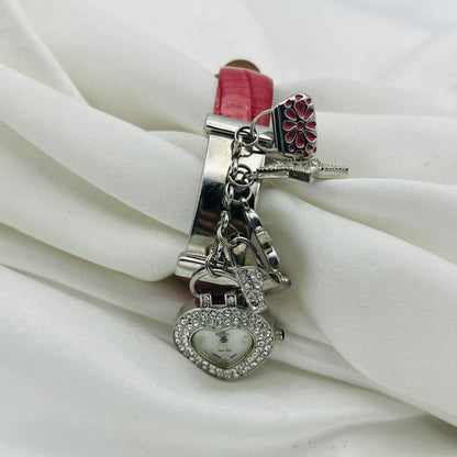 Heart Charm Red Leather Watch