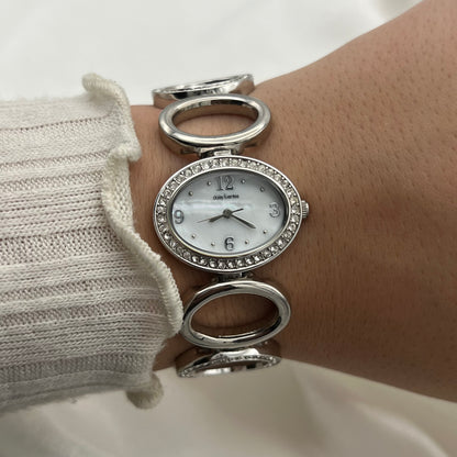 Diamanté Circle Strap Watch
