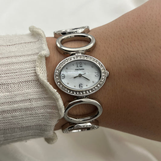 Diamanté Circle Strap Watch