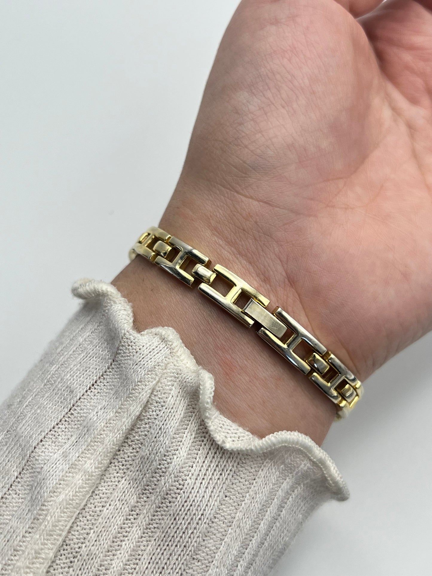 Gold-Toned Diamanté Watch with Mother of Pearl Dial