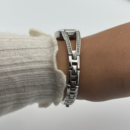Silver-Toned Diamanté Watch