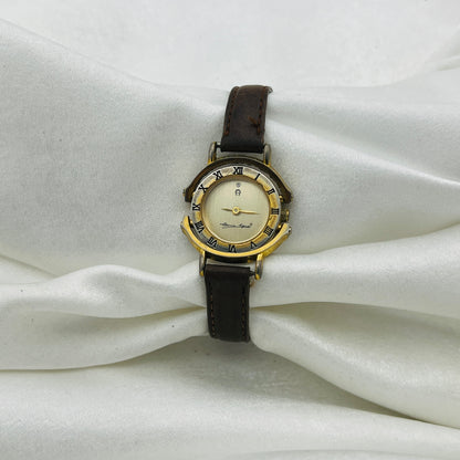 Gold-Toned Brown Leather Watch