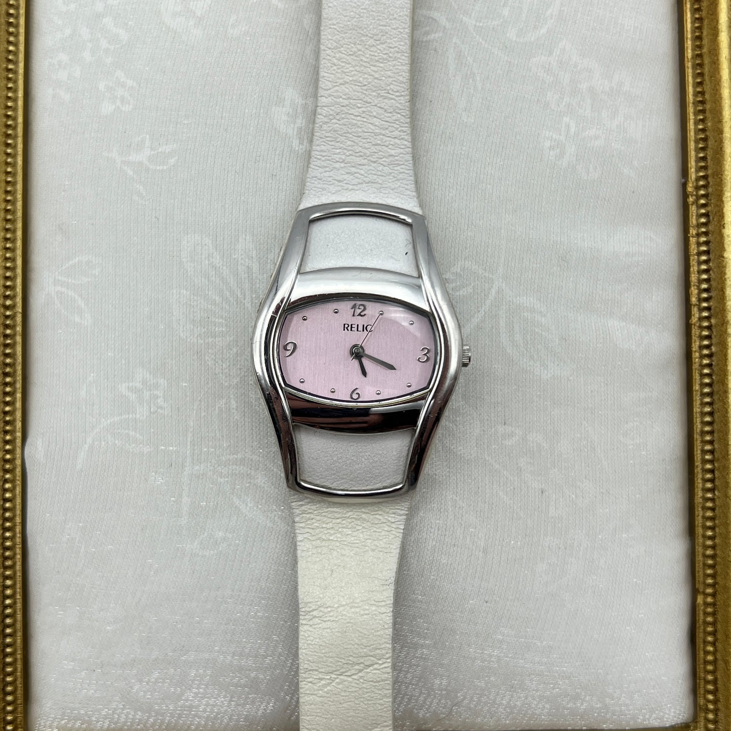 Retro Pink Dial Leather Watch