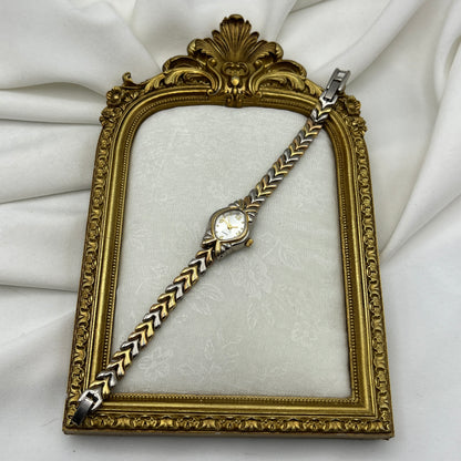 Elegant Leaf Two-Tone Watch