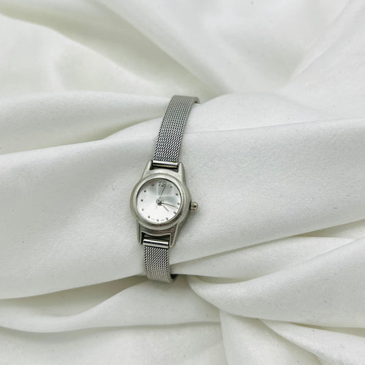 Dainty Edgy Silver-Toned Watch