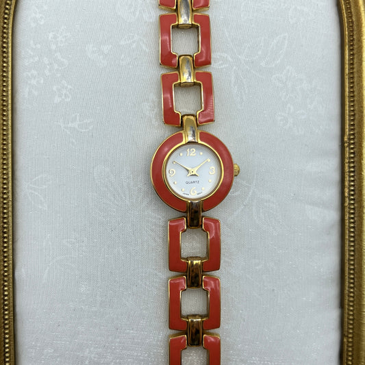 Gold & Coral Toned Watch