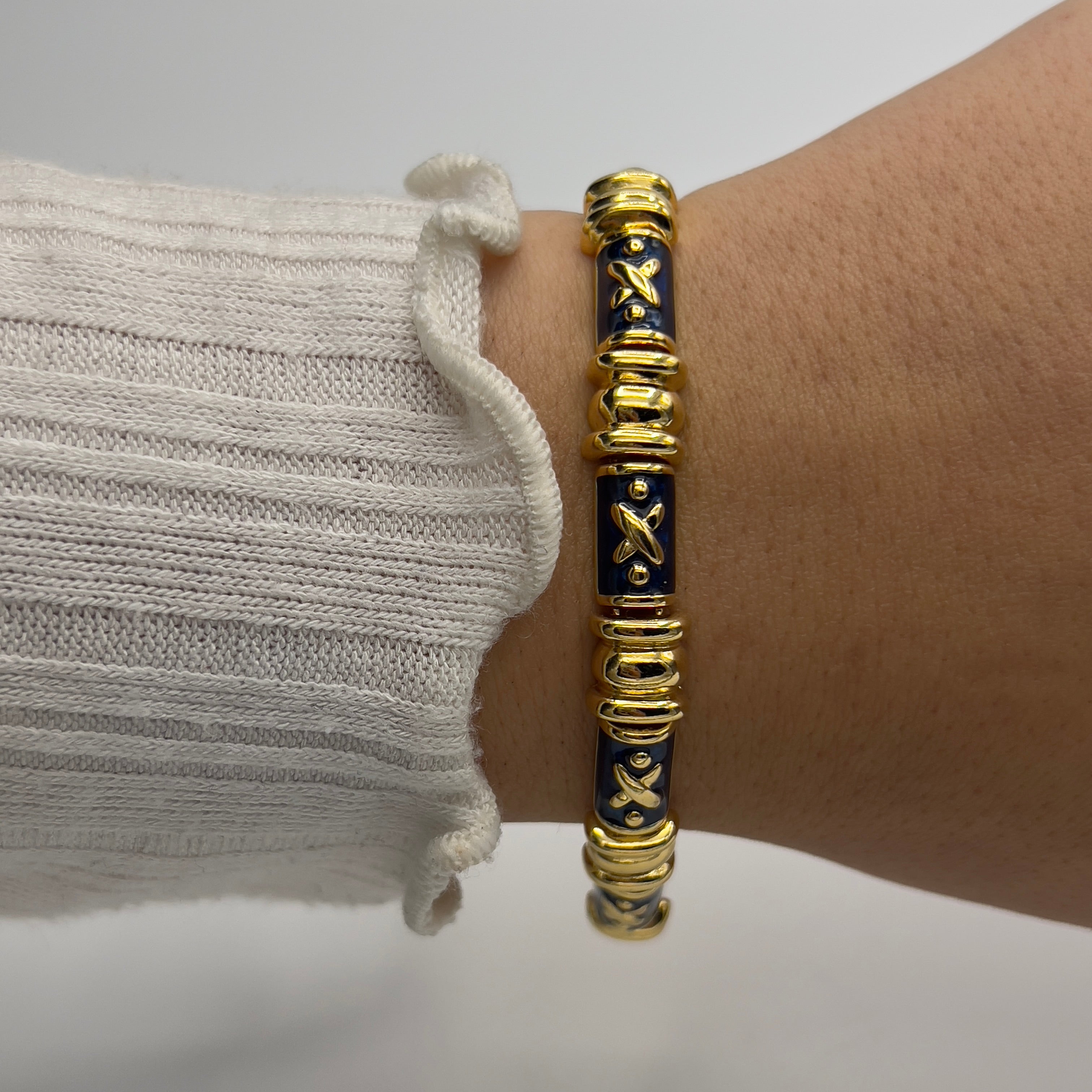 Gold-Toned Bracelet with Navy Blue Details