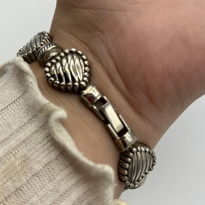 Silver-Toned Heart Strap Watch