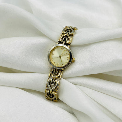 Gold-Toned Heart Strap Watch
