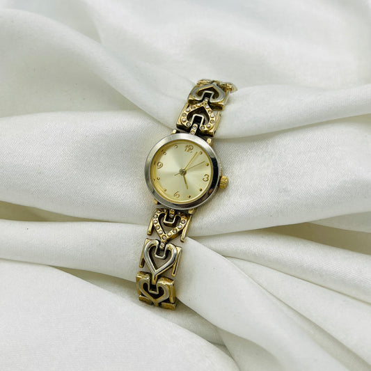 Gold-Toned Heart Strap Watch