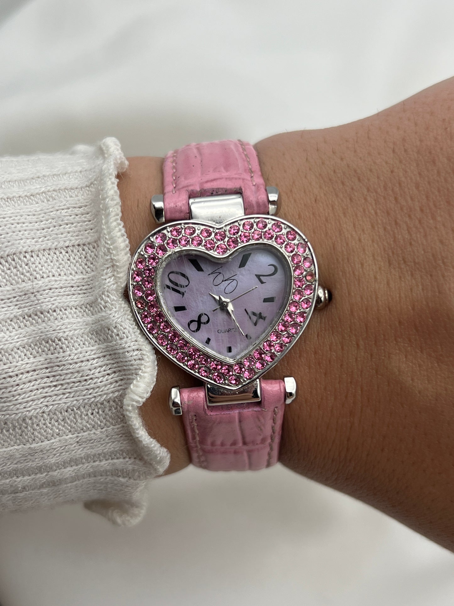 Pink Heart Leather Watch