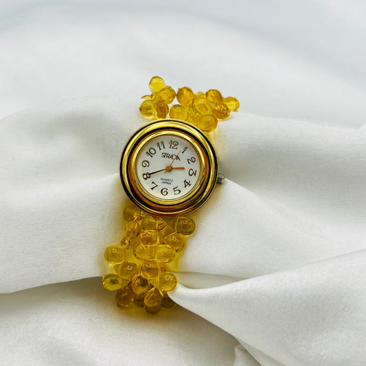 Yellow Beaded Watch