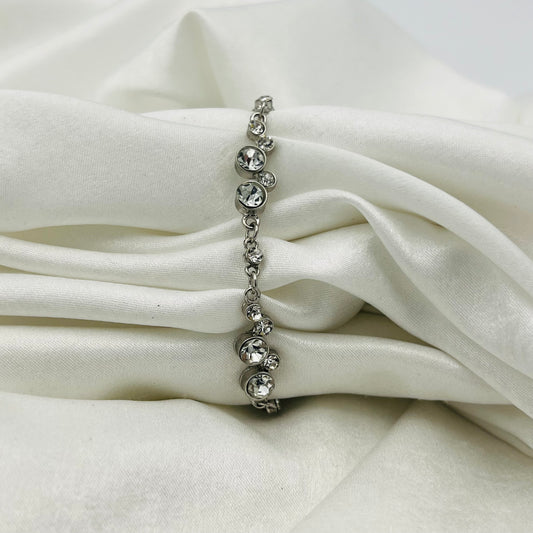 Diamanté Silver-Toned Bracelet