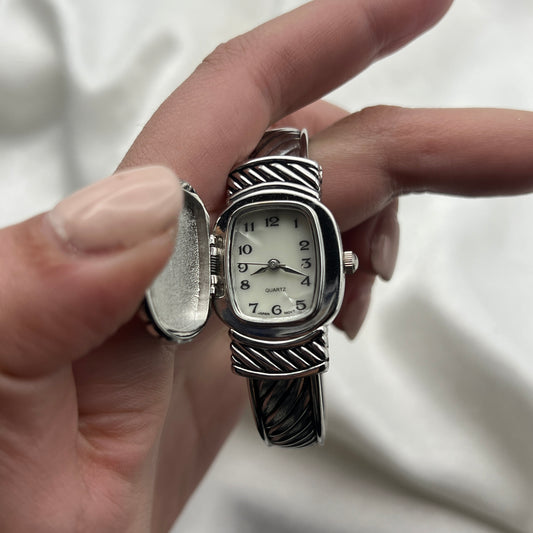 RARE Pink Gemstone Peek-a-Boo Cuff Watch