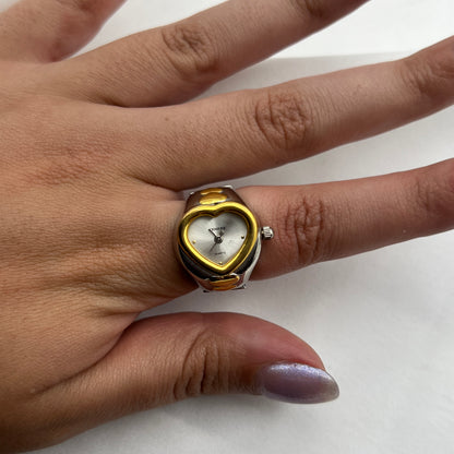 Two-Tone Heart Watch Ring