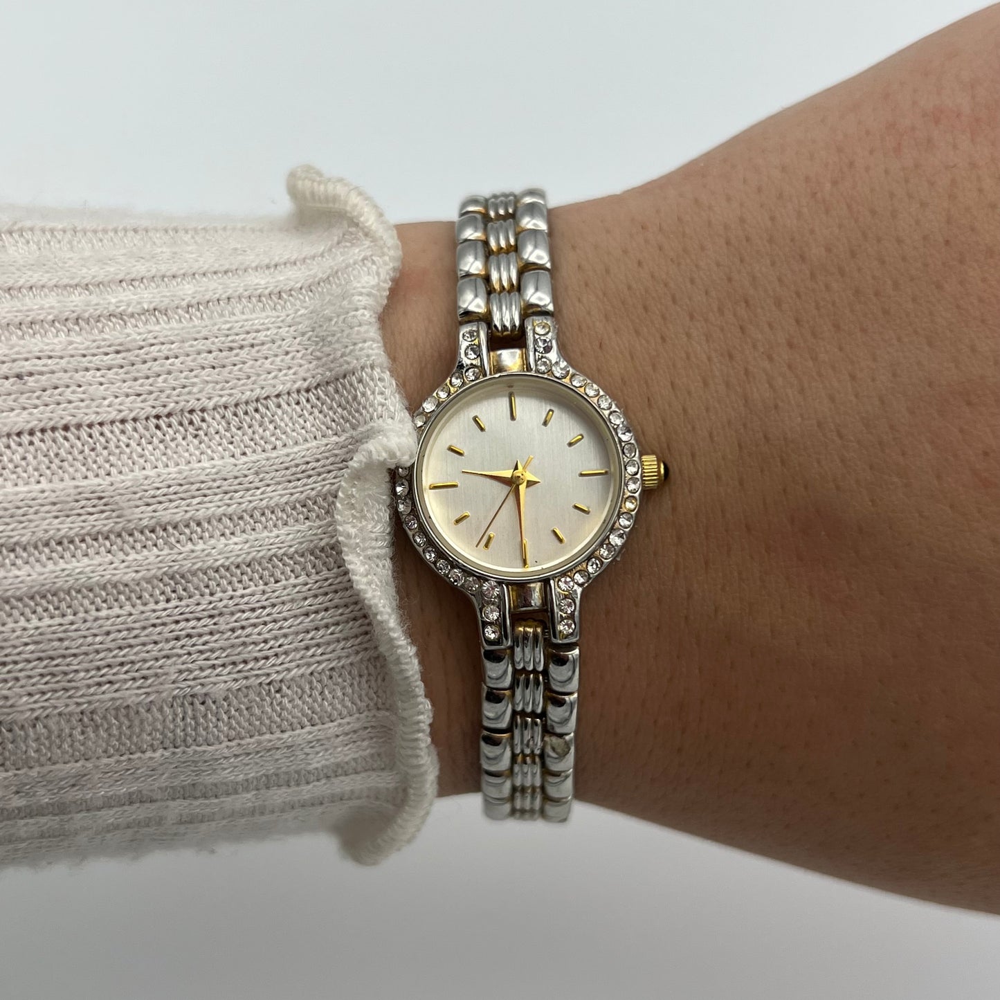 Dainty Two-Toned Diamanté Watch