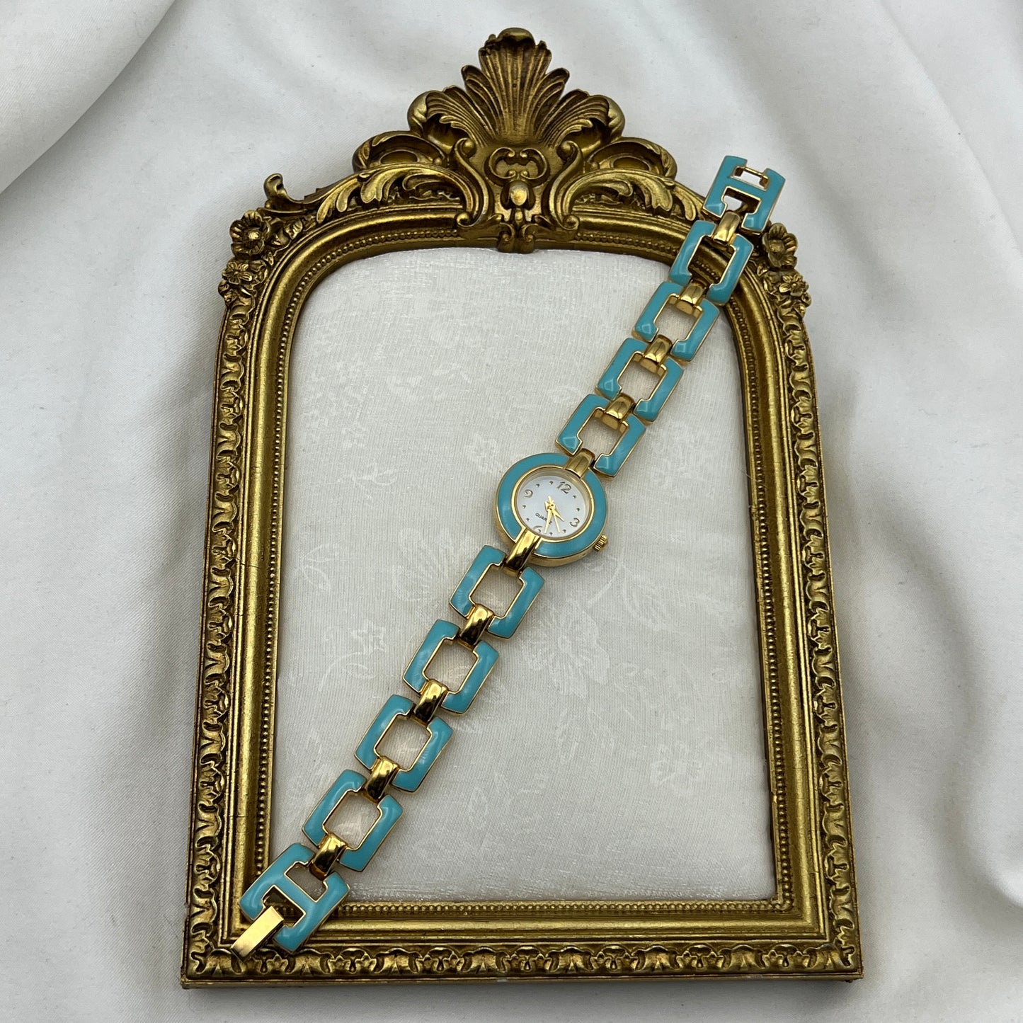 Blue Detailed Gold-Tone Watch