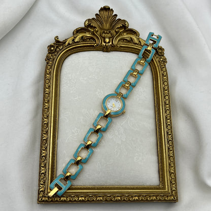 Blue Detailed Gold-Tone Watch