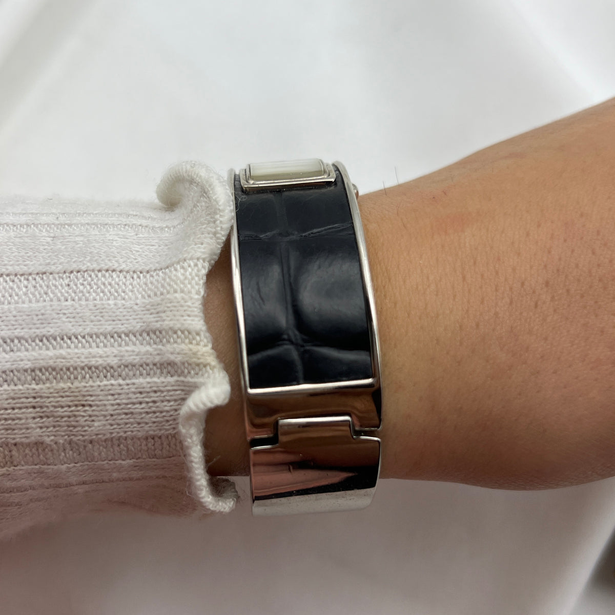 Leather Silver-Tone Watch