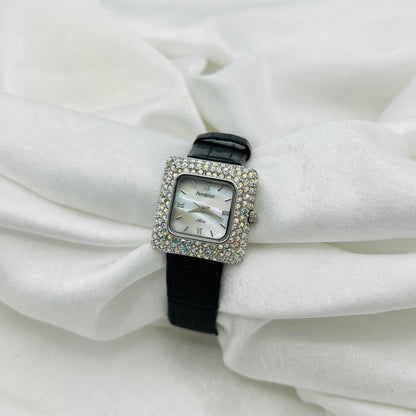 Iridescent Diamanté Leather Watch