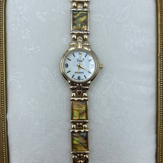 Gold-Tone Abalone Watch