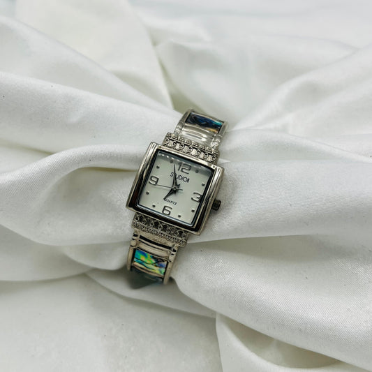 Abalone Square Face Cuff Watch