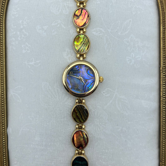 Gold-Tone Abalone Watch