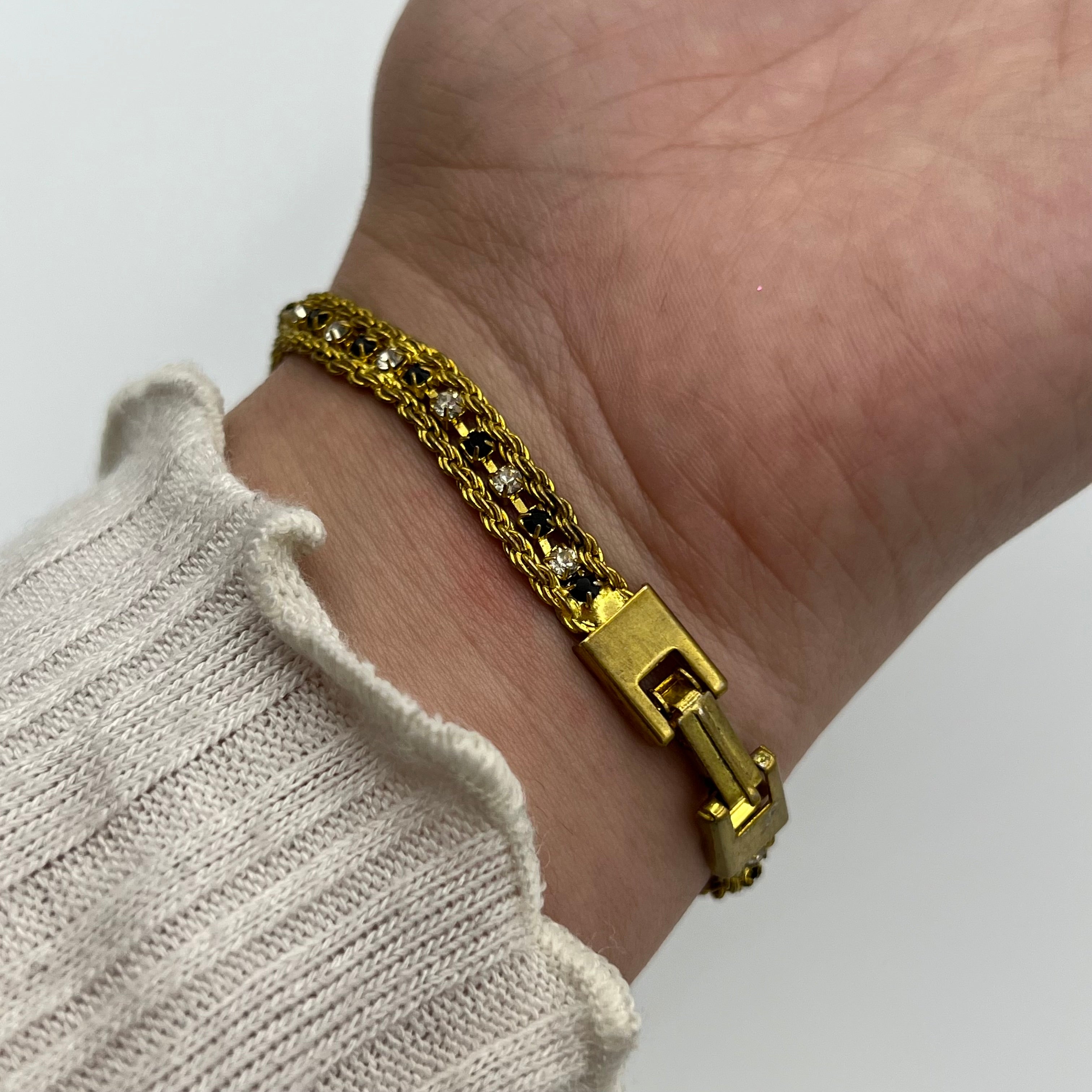 🖤💛 Gold-Toned Bracelet with Black Accents