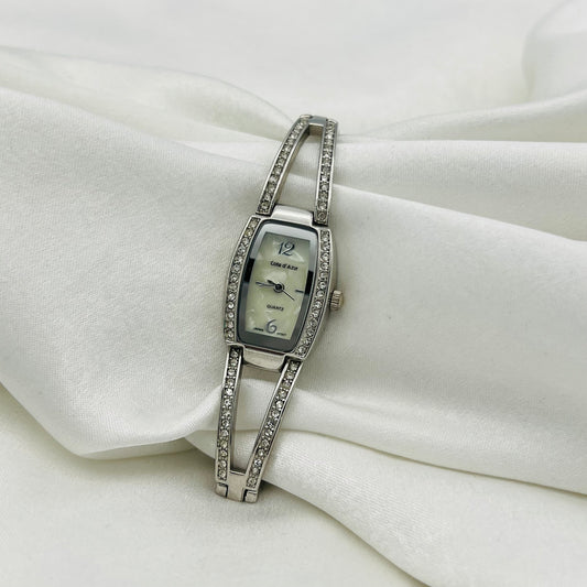 Silver-Toned Diamanté Watch