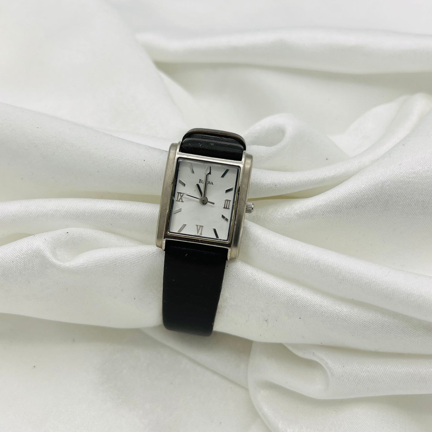 Black Leather Bulova Watch
