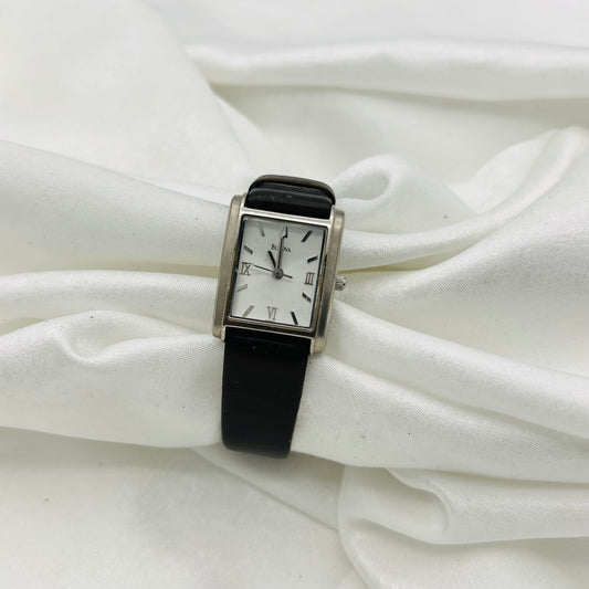 Black Leather Bulova Watch