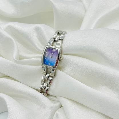 Silver-Toned Watch with Pastel Dial