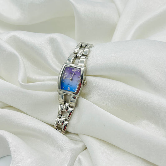 Silver-Toned Watch with Pastel Dial