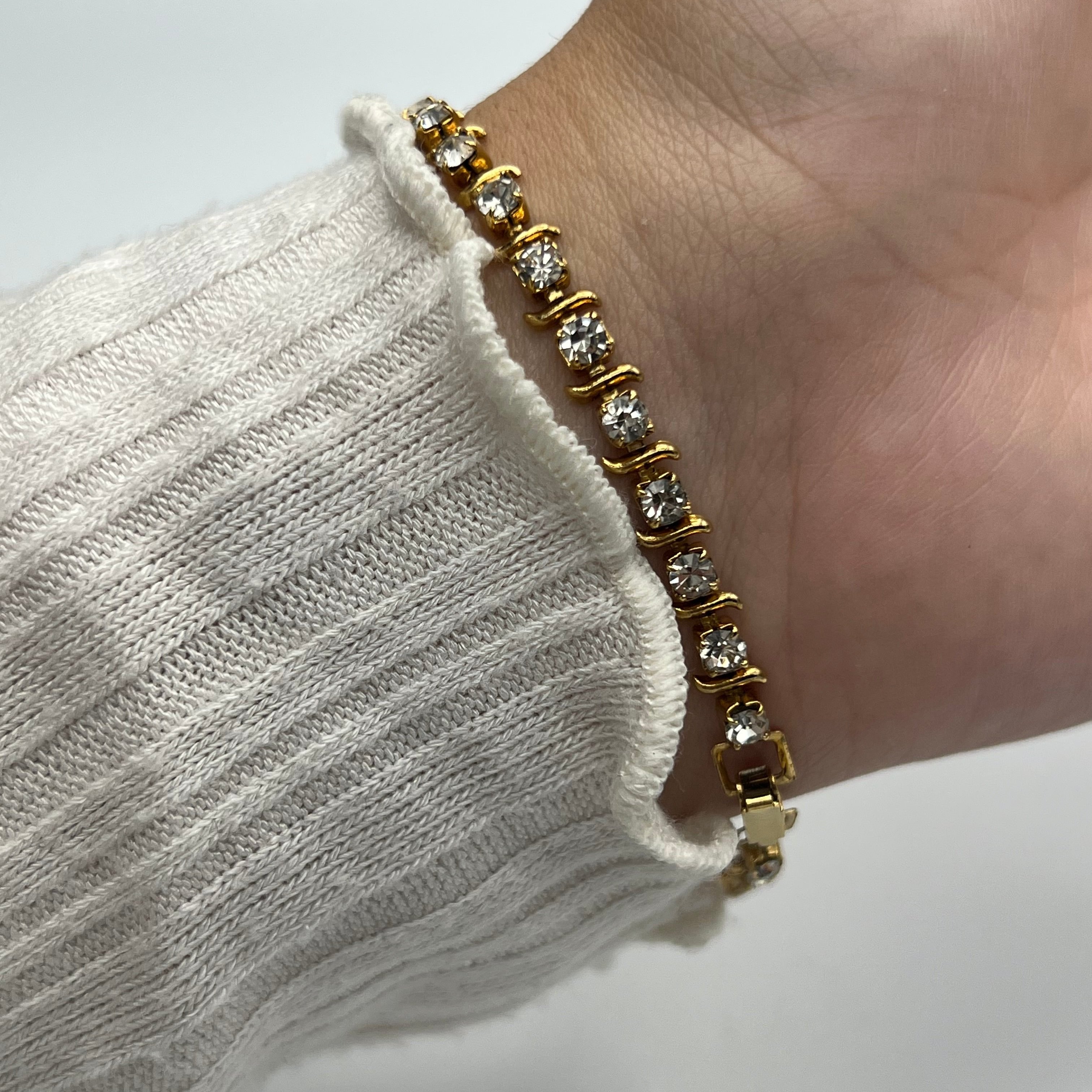 ✨ Gold-Toned Diamanté Tennis Bracelet