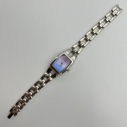 Silver-Toned Watch with Pastel Dial