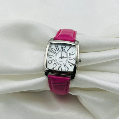 Hot Pink Leather Watch