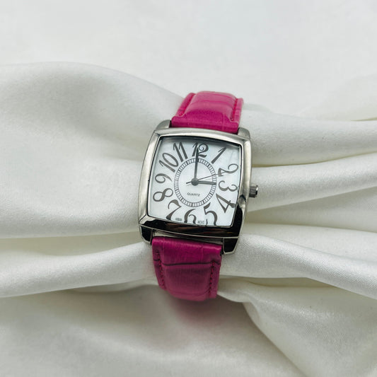 Hot Pink Leather Watch