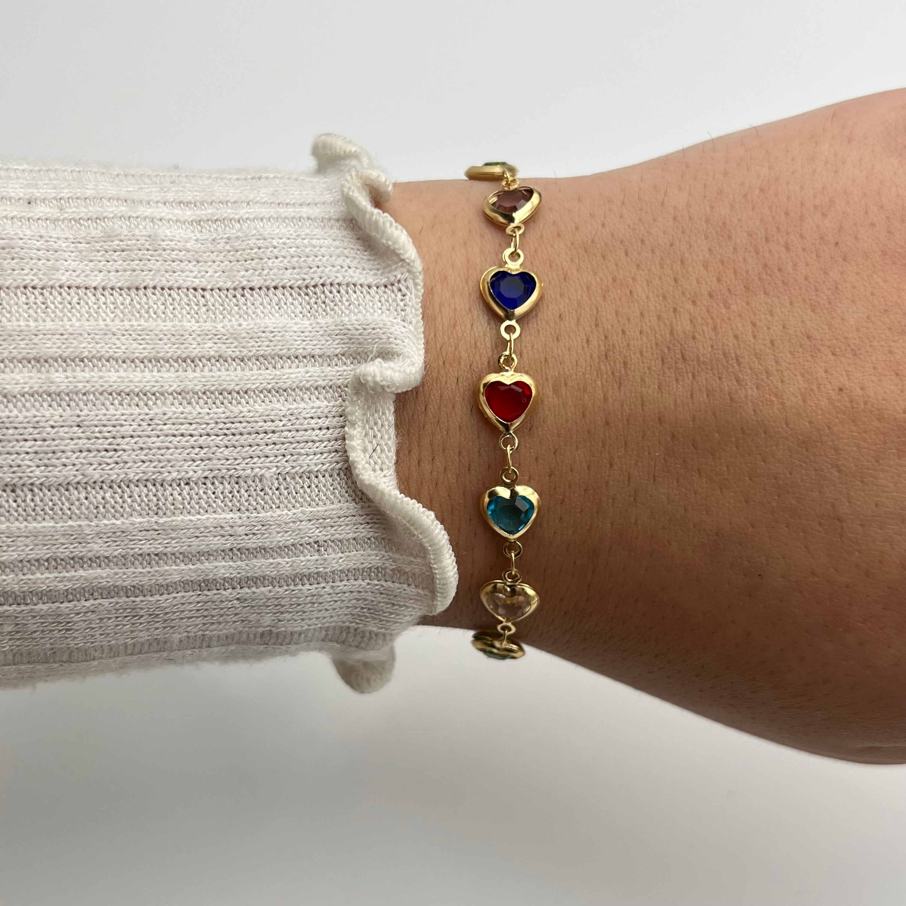 🩵💜💚 Gold-Toned Heart Bracelet