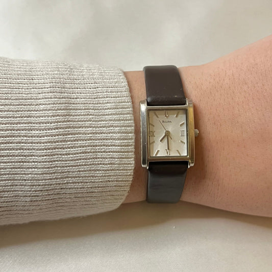 Black Leather Bulova Watch